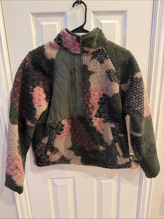 JoyLab Jackets & Blazers - JoyLab Olive, Pink & Cream Sherpa Pullover